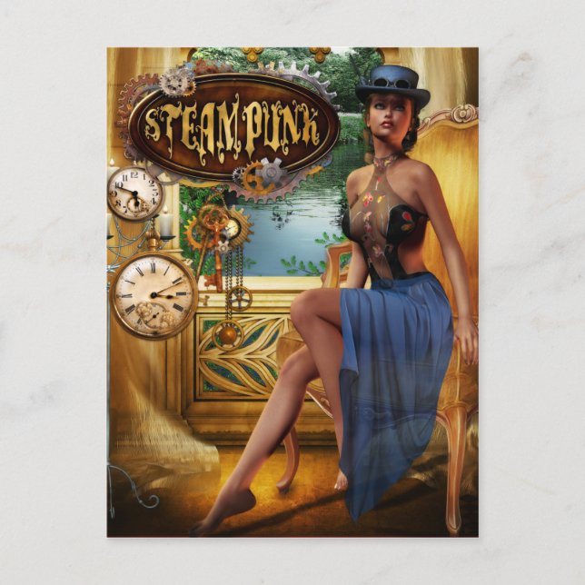 Steampunk Postcard Vykort (Framsida)