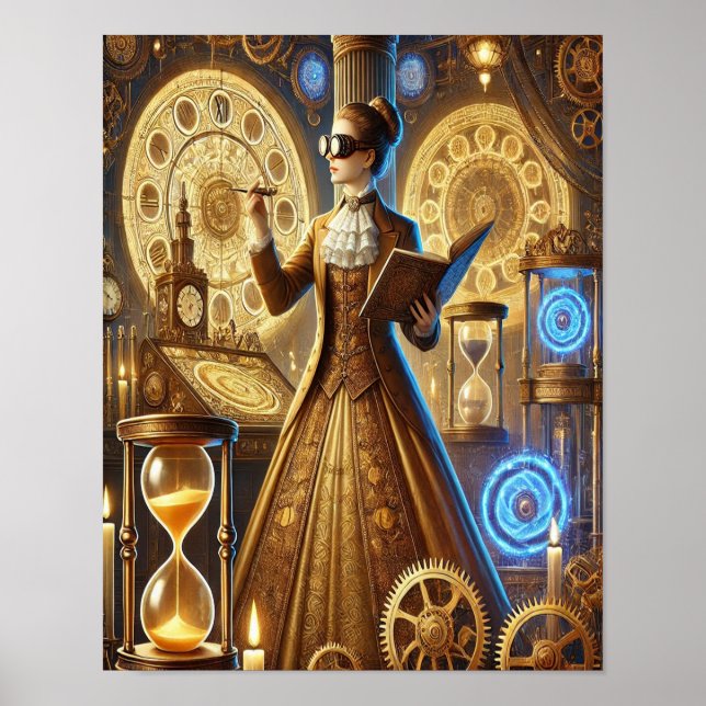 Steampunk Poster 24, tidsresande professor (Framsidan)