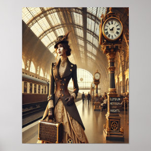 Steampunk Poster 39, Tåg Station Debutante