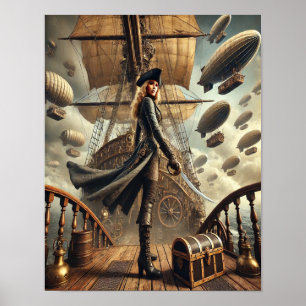 Steampunk Poster 54 Airship Pirat Queen