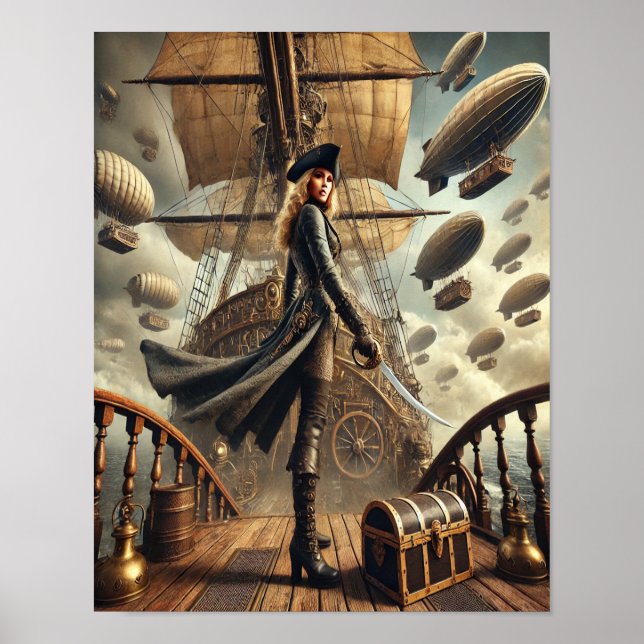 Steampunk Poster 54 Airship Pirat Queen (Framsidan)