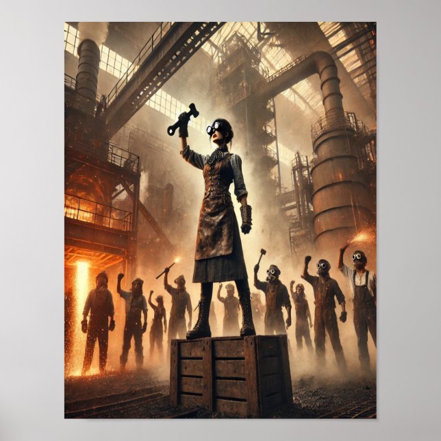 Steampunk Poster 57 ansvarig för fabriksarbeten (Framsidan)