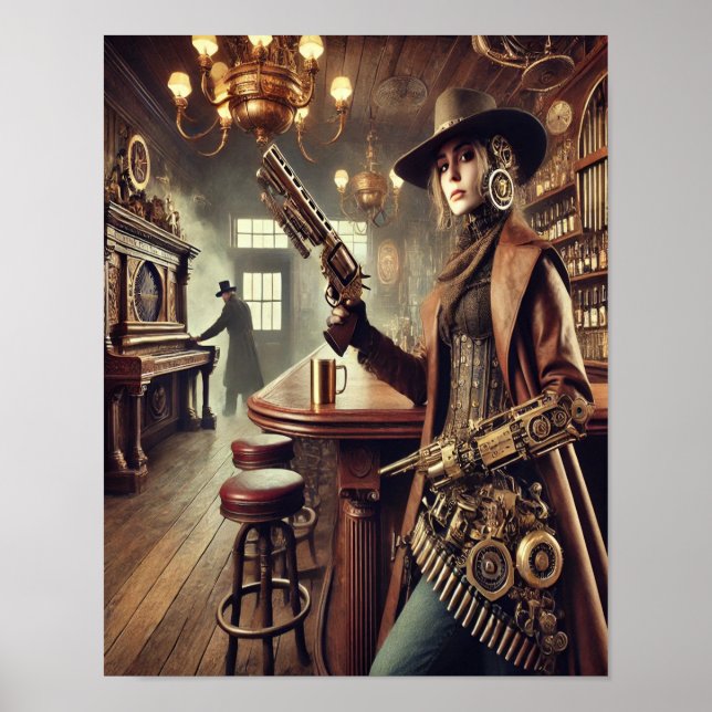 Steampunk Poster 59 "Mechanical Gunslinger" (Framsidan)