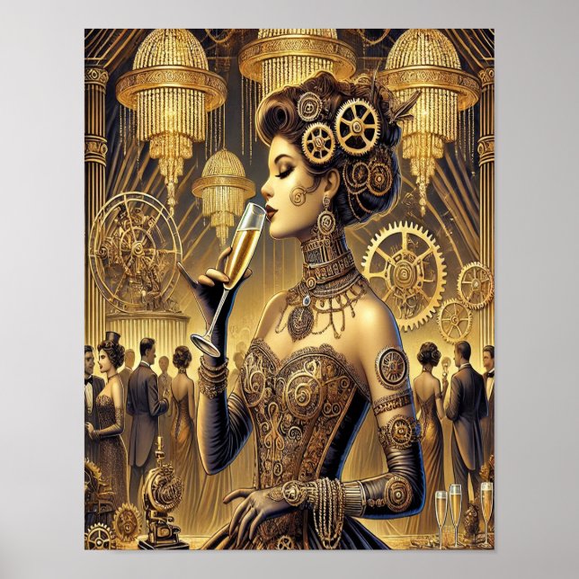 Steampunk Poster 7, Cyber- Socialite (Framsidan)