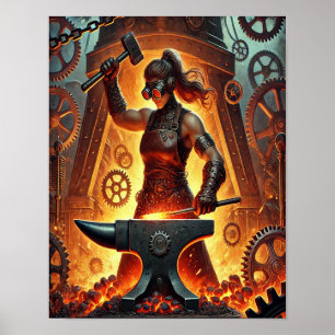 Steampunk Poster 9, ångdriven Smithy