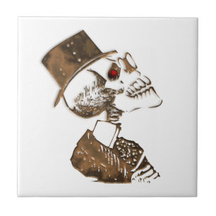 Steampunk Preacher Skeleton Kakelplatta