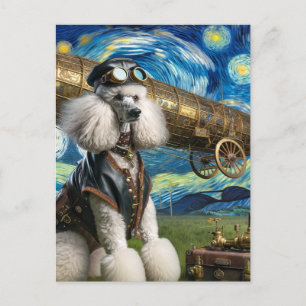 Steampunk Pudel Pilot Van Gogh Vykort