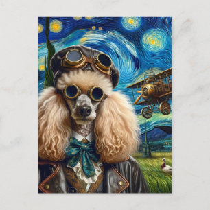 Steampunk Pudel Van Gogh Vykort