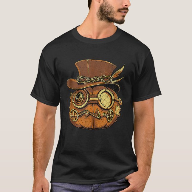Steampunk Pumpkin Halloween-scoky oktober Scary A T Shirt (Framsida)