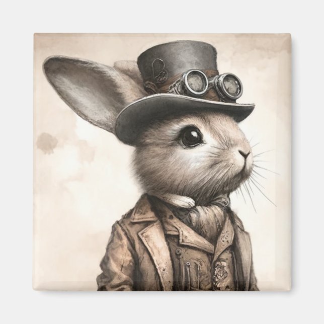 Steampunk Rabbit Magnet (Framsidan)