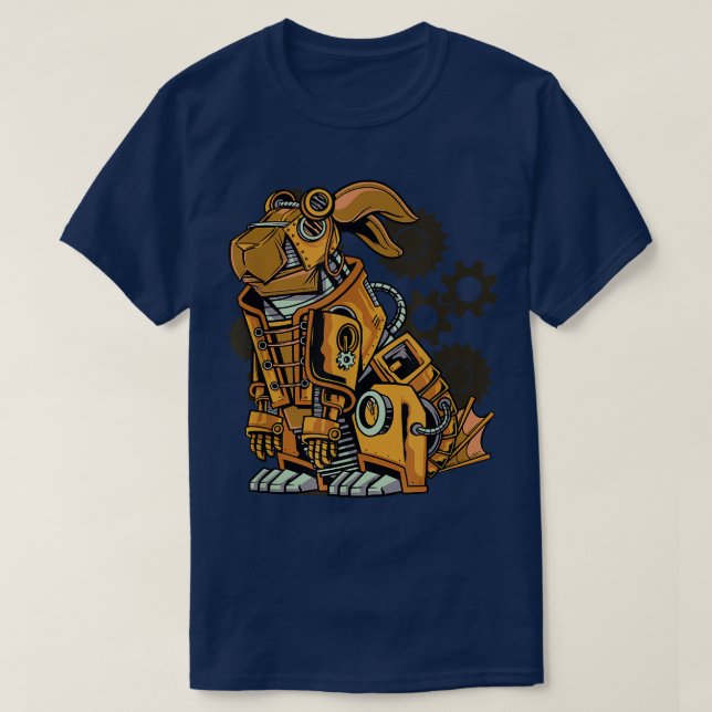 Steampunk Rabbit Maskin Mechanical  T Shirt (Design framsida)