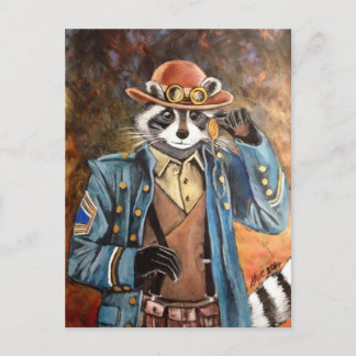 Steampunk Raccoon Vykort