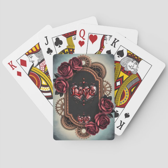Steampunk Ram med Röd ros och växlar Casinokort (Baksidan)