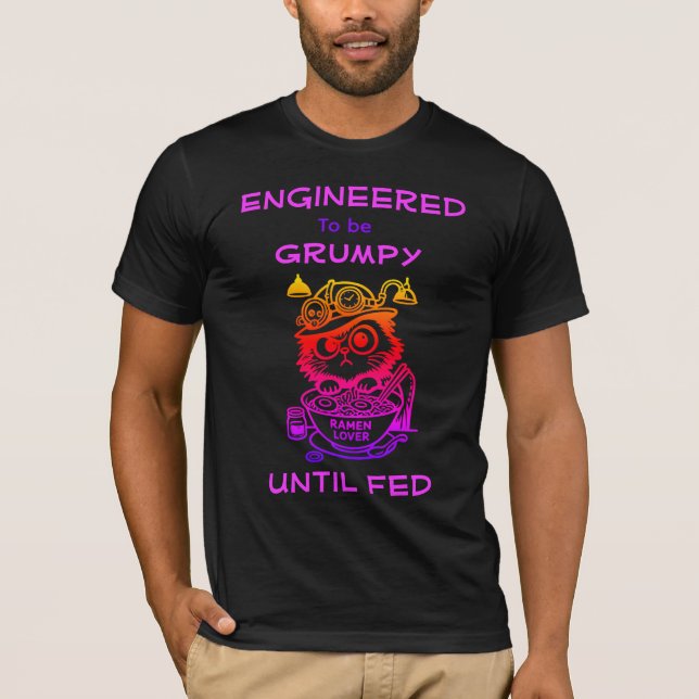 Steampunk Ramen Katt Rolig Anime Män T-Shirt (Framsida)