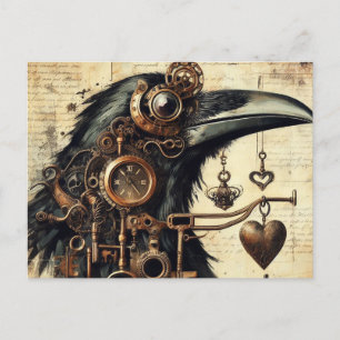 Steampunk Raven Vykort
