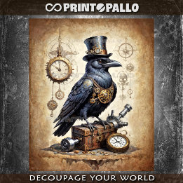 Steampunk Raven with top hat and watches