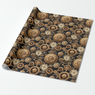 Steampunk-redskap och blommor mönster presentpapper