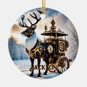 Steampunk Reindeer Julgransprydnad Keramik