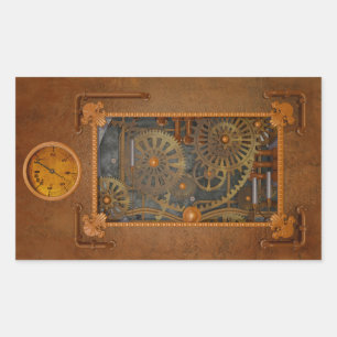 Steampunk Rektangulärt Klistermärke