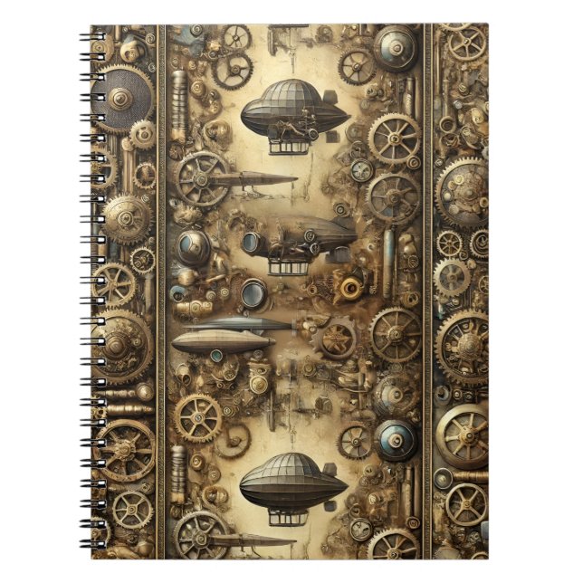 Steampunk Retro-Futuristisk  Anteckningsbok (Framsidan)