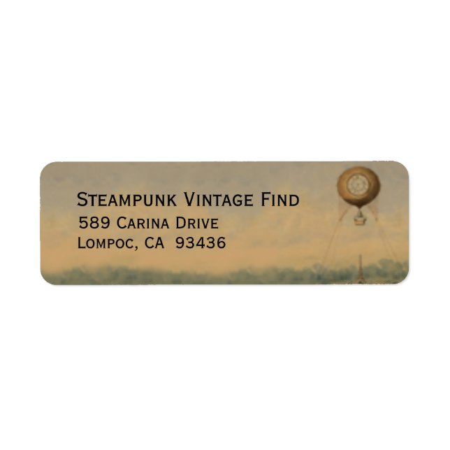 Steampunk Returadress Lavel Etikett (Framsidan)