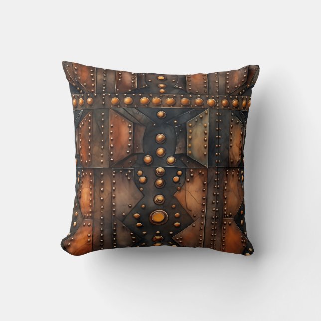 Steampunk Riveted Metall Dekorativ kudde (Framsida)