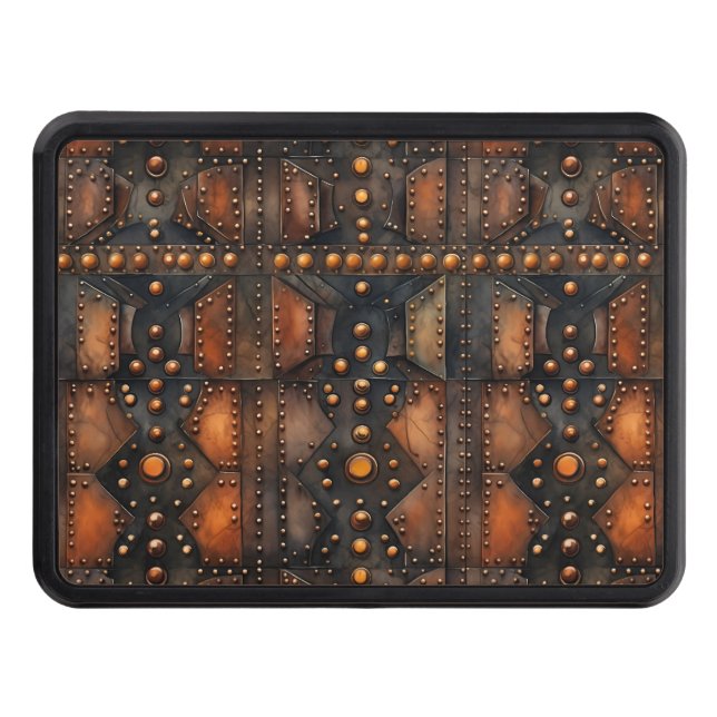 Steampunk Riveted Metall Hitch Cover Dragkroksskydd (Framsidan)