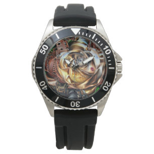 Steampunk Ro med Surreal Ansikte - Mekaniskt golv Armbandsur