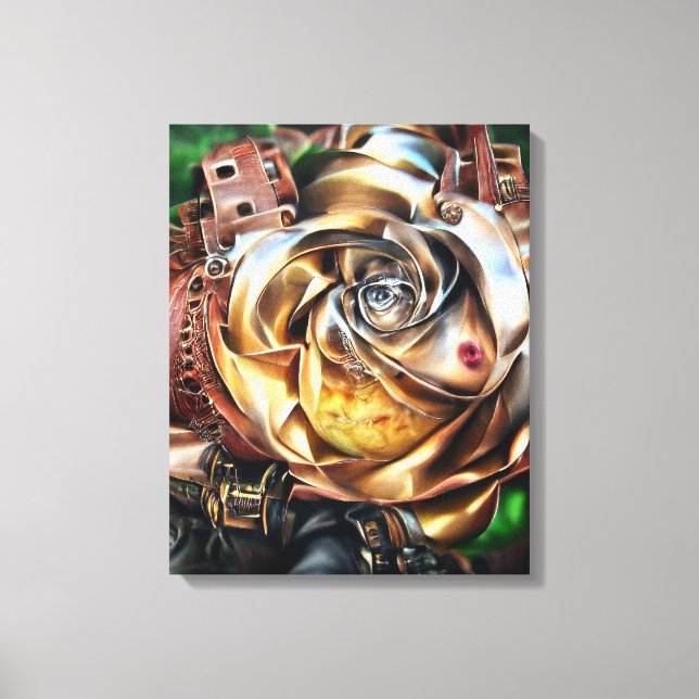 Steampunk Ro med Surreal Ansikte - Mekaniskt golv Canvastryck (Framsida)