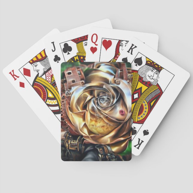 Steampunk Ro med Surreal Ansikte - Mekaniskt golv Casinokort (Baksidan)