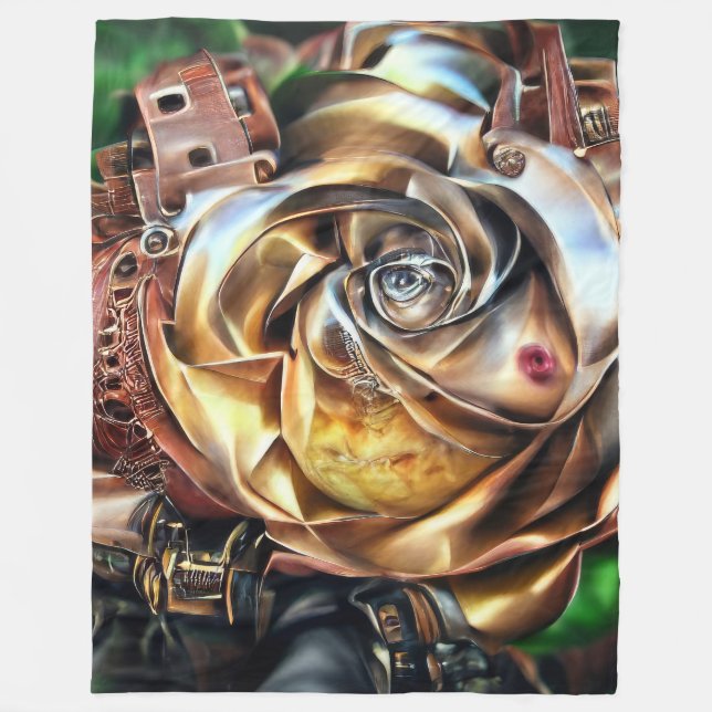 Steampunk Ro med Surreal Ansikte - Mekaniskt golv Fleecefilt (Framsidan)