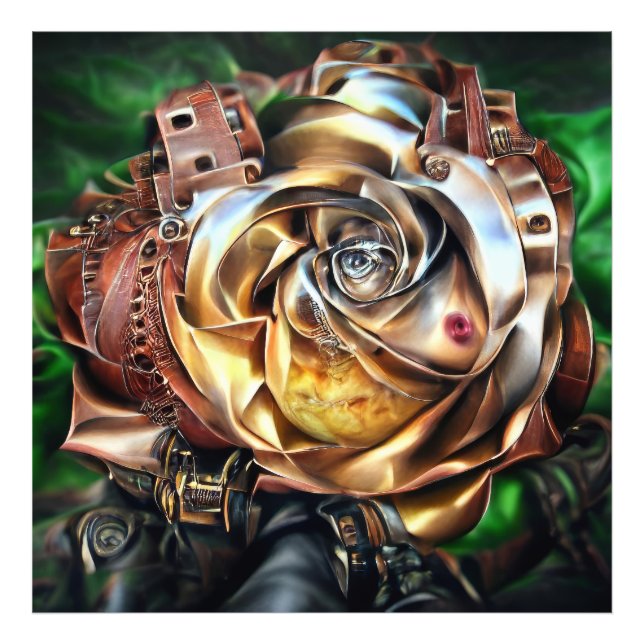 Steampunk Ro med Surreal Ansikte - Mekaniskt golv Fototryck (Framsidan)