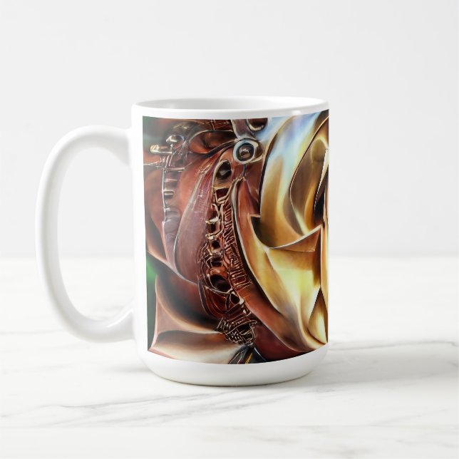 Steampunk Ro med Surreal Ansikte - Mekaniskt golv Kaffemugg (Vänster)