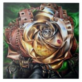 Steampunk Ro med Surreal Ansikte - Mekaniskt golv Kakelplatta