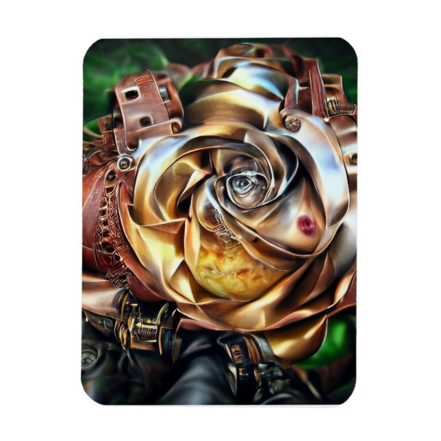 Steampunk Ro med Surreal Ansikte - Mekaniskt golv Magnet (Vertikal)