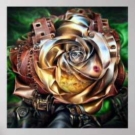 Steampunk Ro med Surreal Ansikte - Mekaniskt golv Poster