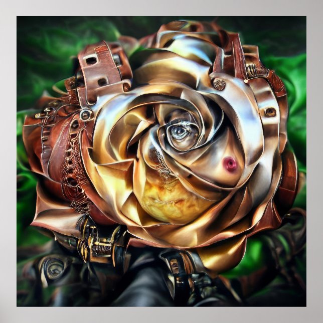 Steampunk Ro med Surreal Ansikte - Mekaniskt golv Poster (Framsidan)