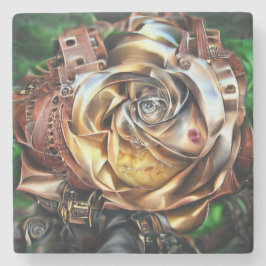 Steampunk Ro med Surreal Ansikte - Mekaniskt golv Stenunderlägg