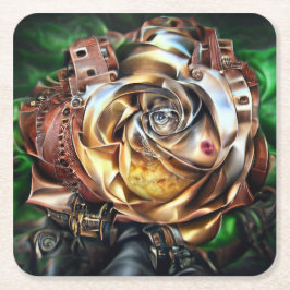 Steampunk Ro med Surreal Ansikte - Mekaniskt golv Underlägg Papper Kvadrat