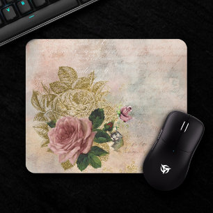 Steampunk Ro sofistikerad Rosa och Guld Musmatta
