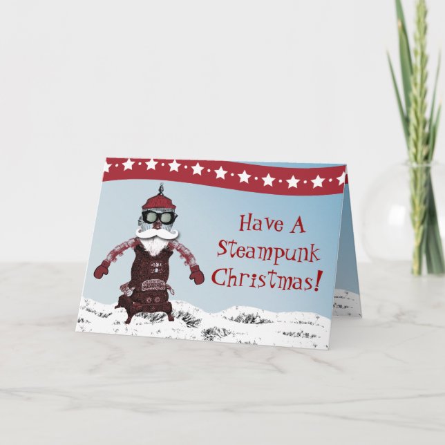 Steampunk robot en Santa vid Artinspired Helgkort (Framsida)