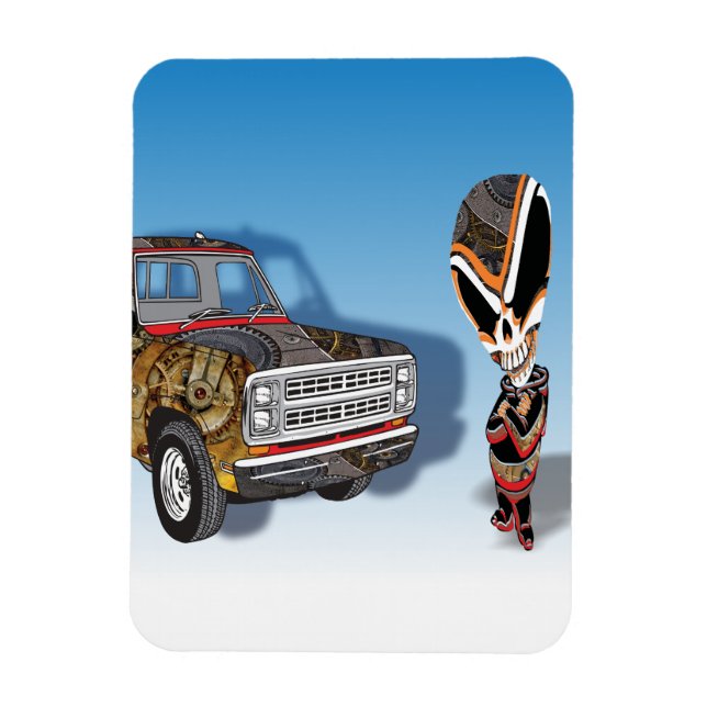 Steampunk Robot Teenage Alien Cyborg Magnet (Vertikal)