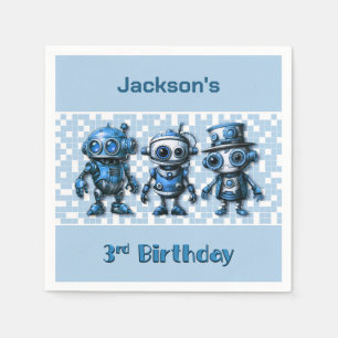 Steampunk Robot Theme 3rd Birthday Party Pappersservett
