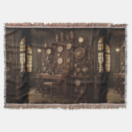 Steampunk Room med gamla klockor Filt