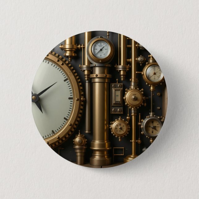 Steampunk Rör och Gages Button Knapp (Framsida)