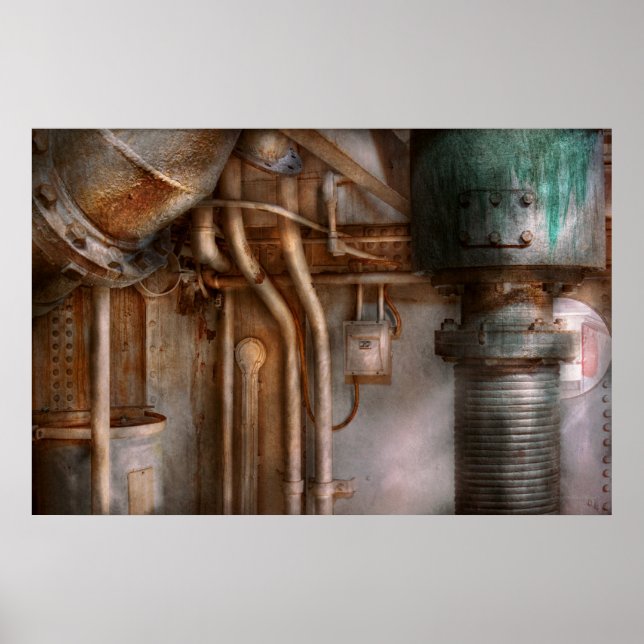 Steampunk - Rörning - Industriell abstrakt Poster (Framsidan)