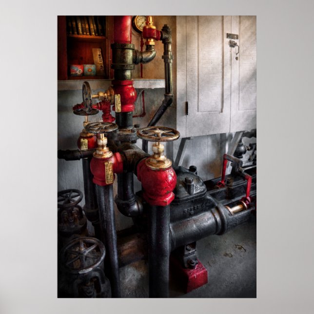 Steampunk - Rörning - Vrid ventilen Poster (Framsidan)