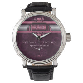 Steampunk, rosa hjärta med Monogram-namnskylt Armbandsur