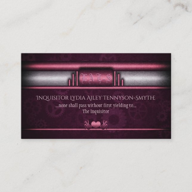 Steampunk, rosa hjärta och redskap, Monogram Visitkort (Framsida)