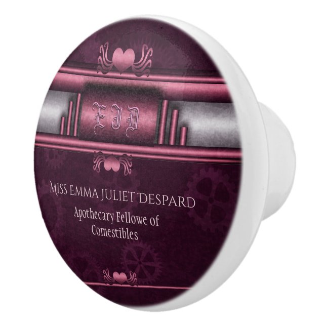 Steampunk, rosa hjärtan på växlar med Monogram Knopp (Höger)